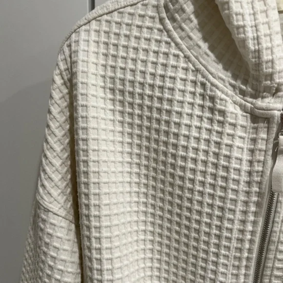 Waffle knit oversized zip hoodie - Picture 2 of 4